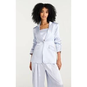 CINQ A SEPT Cheyenne Hammered Satin Scrunch Sleeve Jacket